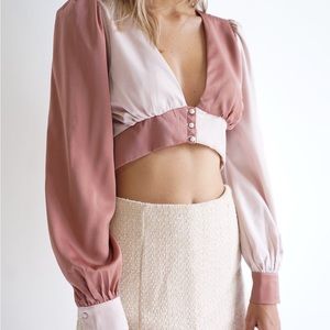 Longsleeve Colorblock top in dusty rose